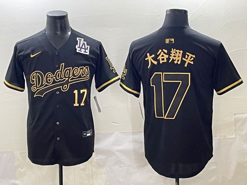 Men 2025 Los Angeles Dodgers 17 Ohtani Black Gold Five generations Nike MLB Jersey style 6